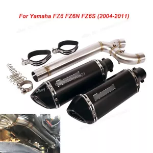For Yamaha FZ6 FZ6N FZ6S 2004-2011 Exhaust Middle Link Pipe Muffler Tips System - Bild 1 von 12