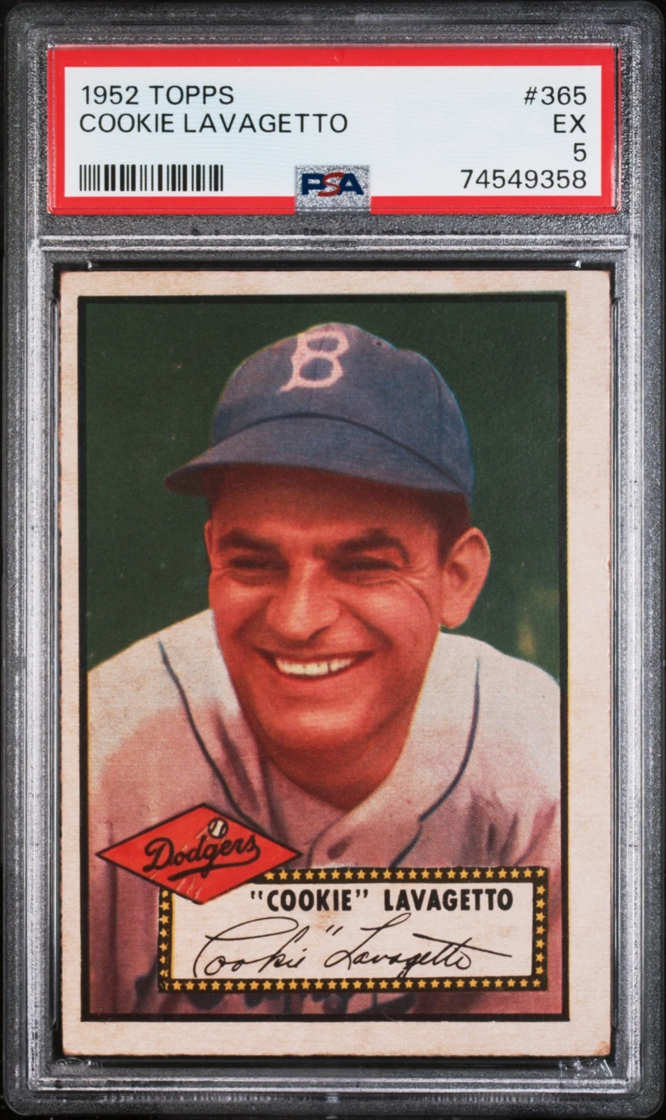 1952 Topps  Cookie Lavagetto #365  PSA 5 NEW LABEL VINTAGE BASEBALL HIGH NUMBER