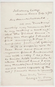 George Thomas Doo RA (1800 – 1886), engraver. 1885 letter - Picture 1 of 1