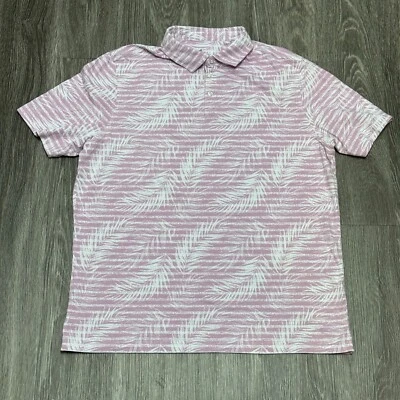 Nat Nast Polo Shirt Mens Extra Large Pink Tropical Palm Leaf Print Luxury Golf - Image 1 of 4