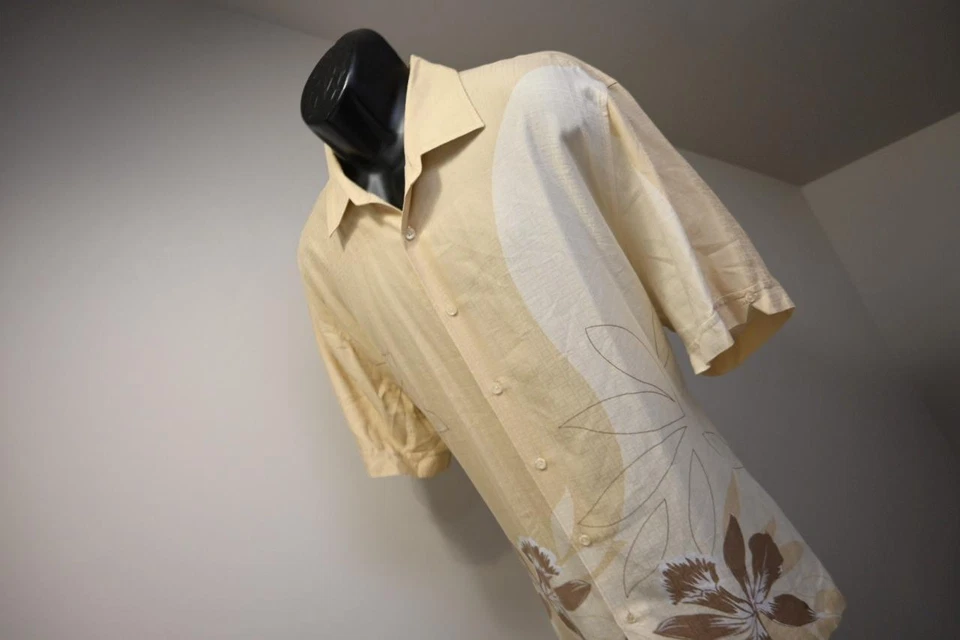 Cubavera 夏威夷纽扣露营衬衫花卉 100% 纤维胶休闲男式 XL 码 — 第 1/4 张图片