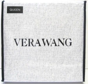 Vera Wang 4-teiliges Baumwollsatin Laken Set Fragmente Grau Weiß Queen - NEU - Bild 1 von 2
