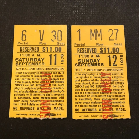 1976 US Open Tennis Mens & Womens Final Ticket Stub Lot - Connors & Evert Champs Cover