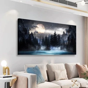 Mountain Moon Pictures Canvas Wall Art for Living room Office Bedroom Wall De... - Picture 1 of 9