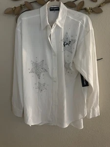 Camicia con colletto KARL LAGERFELD PARIS Petite stelle e borchie taglia M - Foto 1 di 4