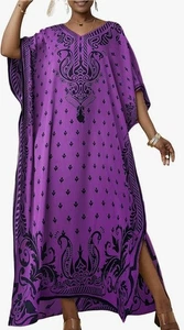Purple & Black Caftan & Maxi Dress | OS | NWT - Picture 1 of 8