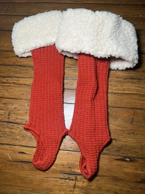 20 世纪 60 年代复古 Stirrup 靴袜棕色针织夏尔巴 (a6)  — 第 1/4 张图片