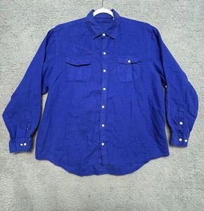 Karibik Hemd Herren XL Blau 100% Leinen Button Down Strand Langarm Rollriegel - Bild 1 von 12