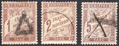 FRANCE / POSTAGE DUE / DUVAL TYPE / 1884 / Y&T # 25 / 27 USED – CV 800€ - Image 1 of 3