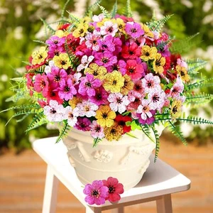 Artificial Flowers For Outdoors, 12 Bundles UV Resistant Fake Outdoor Flowers Fa - Picture 1 of 9
