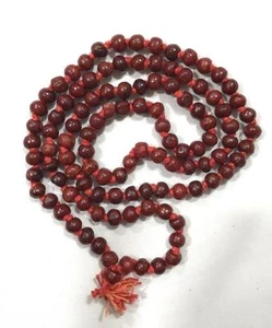 Red Chandan Sandlewood Mala Hindu Japa Meditation Yoga Necklace Rosary 108 Bead - Picture 1 of 1