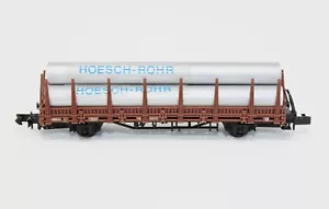 N Scale Arnold 4473 DB Stake Freight Car w/ "Hoesch-Rohr" Pipes Load - Picture 1 of 8