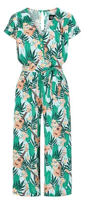 Hell Bunny «ULULANI UKULELE» Tropical TIKI Hibiskus JUMPSUIT Overall Rockabilly - Bild 1 von 4