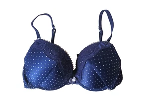 Sujetador push up acolchado satinado lunares Marks & Spencer Navy Mix 32C - Imagen 1 de 4