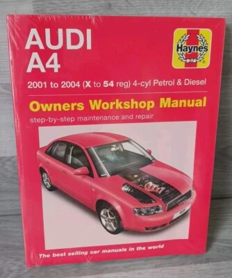 Haynes Manual Audi A4 2001 To 2004 X To 54 Reg 4- Cyl Petrol & Diesel Sealed - Image 1 of 4