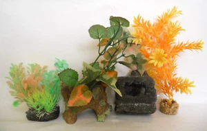 Fish Tank Aquarium Ornaments Decoration Hollow Log Tree Stump Plants Random Lot - Picture 1 of 3
