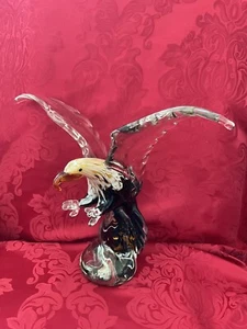 NEW FLAWLESS Exquisite MURANO Glass 14.25” Crystal EAGLE BIRD IN FLIGHT Figurine - Picture 1 of 24