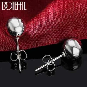 DOTEFFIL 925 Sterlingsilber 8 mm/10 mm Glatt Kugel Perlen Ohrring Mode Schmuck - Bild 1 von 6