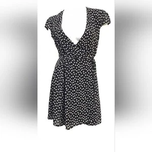 Reformation Sheer Black Ditzy Floral V Neck Boho Flowy Mini Wrap Dress Medium - Picture 1 of 9