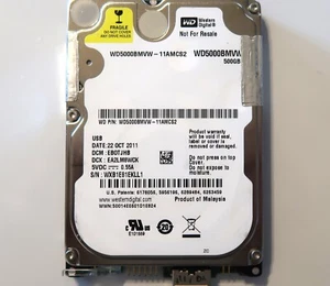 Western Digital WD5000BMVW-11AMCS2 EB0TJHB (WXB1) Malaysia 500gb USB 22OCT2011 - Picture 1 of 1