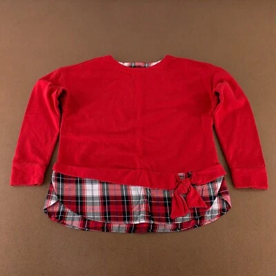IZOD Women's Size Large Red Plaid Knot Accent 2 in 1 Pullover Long Sleeve Top - Image 1 of 4