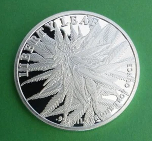 Marijuana Liberty Leaf 1oz Round .999 Silver, 4-20 Ruderalis Weed Bullion Round - Picture 1 of 6