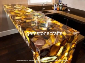 Natural Yellow Agate Counter Top Kitchen Counter Slab, Luxury Interior Decor Top - Picture 1 of 5