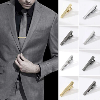 Mens Stainless Steel Tie Clip Necktie Bar Clasp Clamp Pin Jewelry Gold Silver US Foto 1 de 4