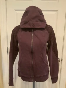 Lululemon Black Cherry Hooded Zip-Up Velvet Floral Flock Sweatshirt, Size 6 (US) - Picture 1 of 11
