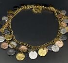 Vtg KJL Kenneth Jay Lane Multi-Tone Mixed Metal Long Coin Chain Necklace 33-36”