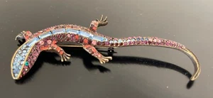 Jay Strongwater Crystal 4” Salamander Lizard Brooch Crystal Pin Mint - Picture 1 of 4