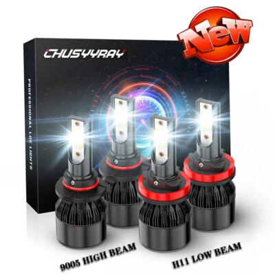 Combo 9005+H11 LED Headlight High Low Beam Bulbs 6000K Xenon White Super Bright - Image 1 of 4