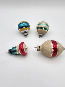 Lot Of 4 Vintage Shiny Brite Sugared & Striped Christmas Ornaments - Picture 1 of 9
