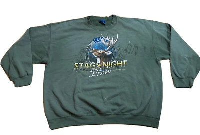 Moletom Vintage Stags Night Lager Brew Deer Buck Distressed Masculino Tamanho XL - Imagem 1 de 4