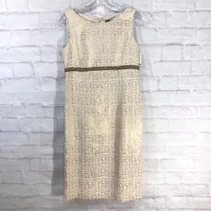 New Nipon Boutique Womens Shift Dress Gold Ivory Metallic Geometric Beads 6 - Picture 1 of 10