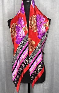 Emanuel Ungaro Vintage 100% Silk Exquisite Vibrant Multi Floral Scarf Head Band - Picture 1 of 10