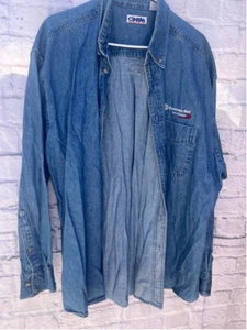 Men's Blue Denim Button-Up work Shirt Size XL - Picture 1 of 6