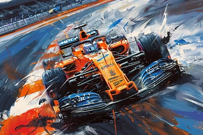 F1 Racing Car Formula 1 Canvas Picture Print Wall Art - Image 1 of 4