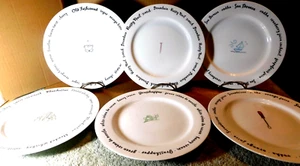 Pottery Barn~Bar Lingo Drink Recipe Salad/ Dessert Plates Set of 6 - Picture 1 of 11