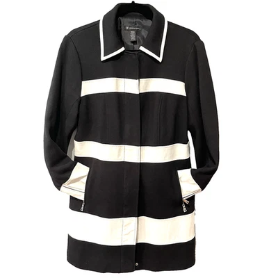 INC International Concepts女式M黑色白色西装夹克外套100%纯棉 — 第 1/4 张图片