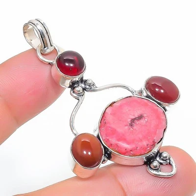 Ciondolo gioiello in argento sterling 925 con pietra preziosa corniola... - Immagine 1 di 4