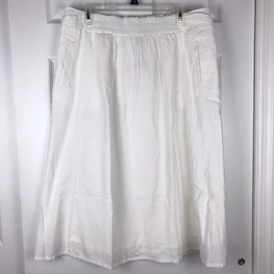 NWT Coldwater Creek Cotton Gauze Skirt Elastic Waist Pockets White Petite Large - Picture 1 of 13