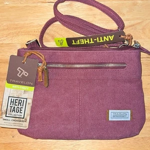 Travelon Anti-theft Heritage Crossbody Bag - Cranberry - Picture 1 of 7