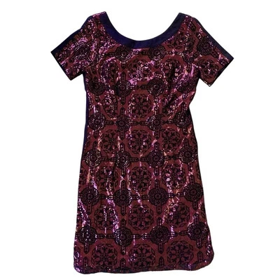 Vestido de cóctel Plenty by Tracy Reese lentejuelas geopunto elástico negro rojo talla 2 Foto 1 de 4