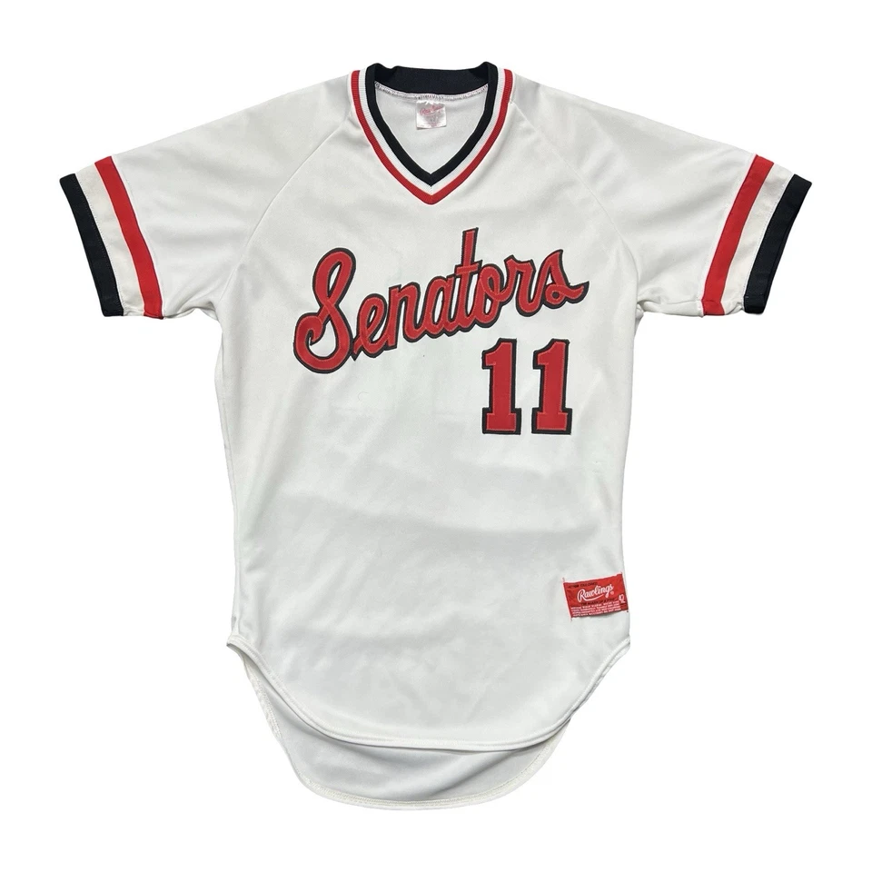 Camiseta de colección Harrisburg Senators Rawlings 42 años 80 autógrafo Ed Yacopino MiLB Foto 1 de 4