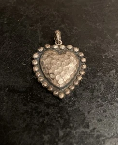 Vintage Sterling Silver Puffy Heart Pendant 925 Large Gorgeous Patina - Picture 1 of 4