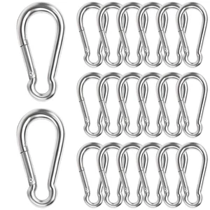 Carabiner 4 Inch Spring Snap Hook, 770LBS 4 inch (M10) - 20 pcs, Silver - Picture 1 of 7
