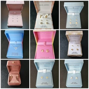 Choose Your Own Jewellery Earrings Set-Silver Cubic-Sterling Silver-Gold Plated - Picture 1 of 17
