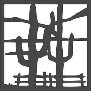 6"x6" Clear Plastic Stencil - Cactus (SA98)***** - Picture 1 of 2