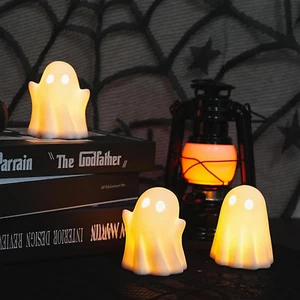 3 Pack Cute Ghost Light up Halloween Decor, LED White Ceramic Spooky Flameless L - Picture 1 of 12